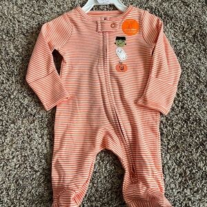 Carters Stripped Halloween Sleeper - Orange - Ghost - Frankenstein - Pumpkin